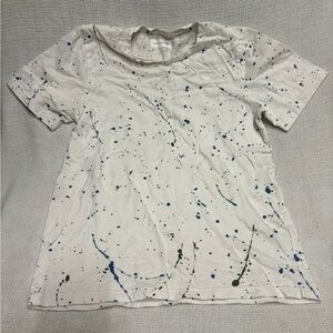 Abercrombie Kids White Tee with Blue and Green Paint Splatter